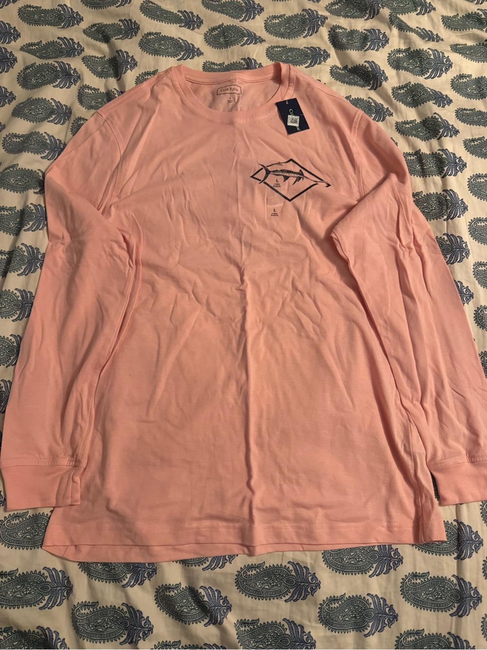 Club Room Long Sleeve Light Pink Graphic Tee